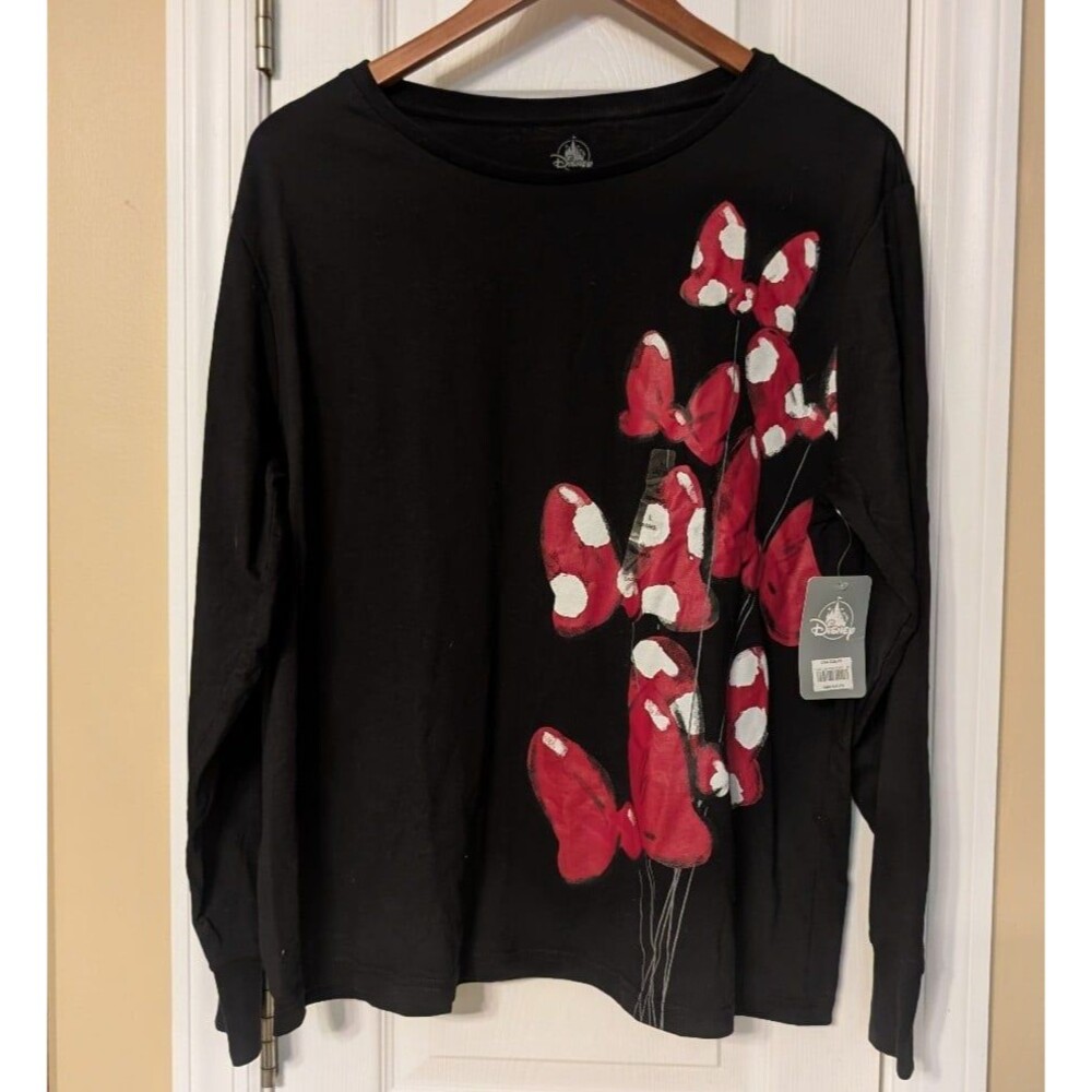 NWT Disney Minnie Mouse Polka Dot Bow Balloon Long Sleeve T-Shirt Disney Parks